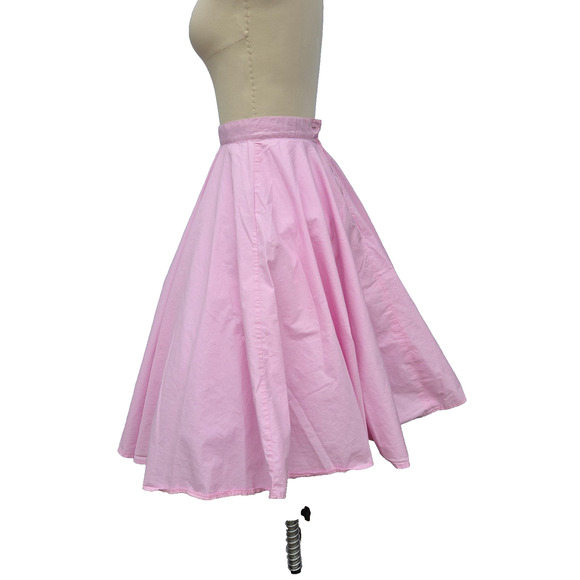 Hell Bunny Vixen Pink Circle Skirt Size XS Retro Pin Up Rockabilly Midi Full - Picture 4 of 8